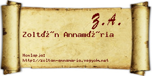 Zoltán Annamária névjegykártya