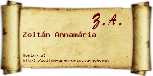 Zoltán Annamária névjegykártya